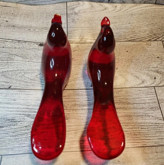 Red Glass Birds Set Of 2 - Picture 3 of 9